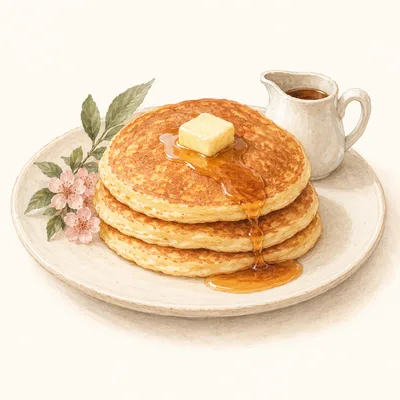 クラシックなパンケーキをモチーフにしたイラスト