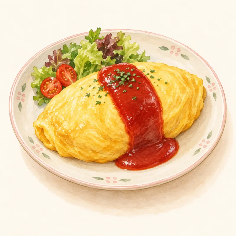 オムライスをモチーフにしたイラスト